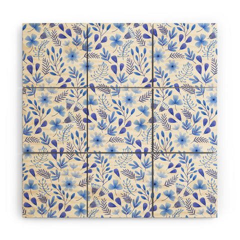 Pimlada Phuapradit Blue and White Floral 062401 Wood Wall Mural
