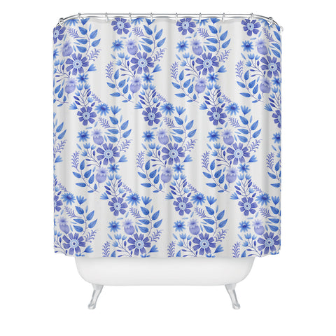 Pimlada Phuapradit Blue and White Floral 062402 Shower Curtain