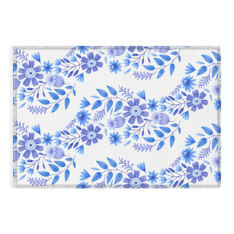 Pimlada Phuapradit Blue and White Floral 062402 Outdoor Rug