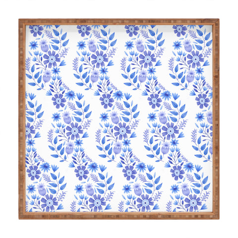 Pimlada Phuapradit Blue and White Floral 062402 Square Tray
