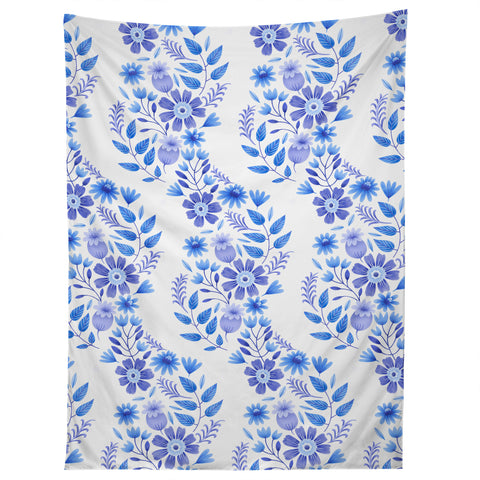 Pimlada Phuapradit Blue and White Floral 062402 Tapestry