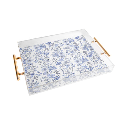 Pimlada Phuapradit Blue and white floral 1 Acrylic Tray