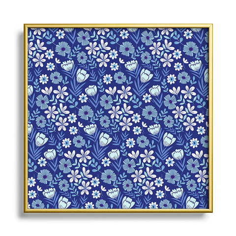Pimlada Phuapradit Blue and White Floral 2471 Square Metal Framed Art Print