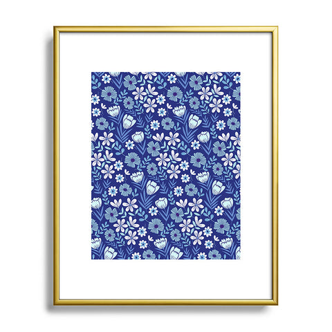 Pimlada Phuapradit Blue and White Floral 2471 Metal Framed Art Print