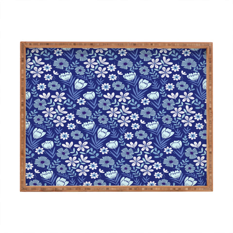 Pimlada Phuapradit Blue and White Floral 2471 Rectangular Tray