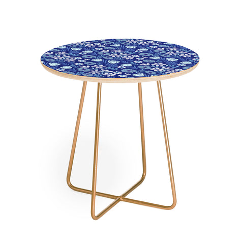 Pimlada Phuapradit Blue and White Floral 2471 Round Side Table