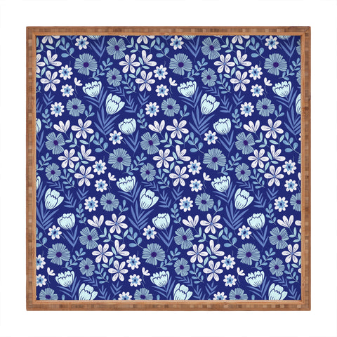 Pimlada Phuapradit Blue and White Floral 2471 Square Tray