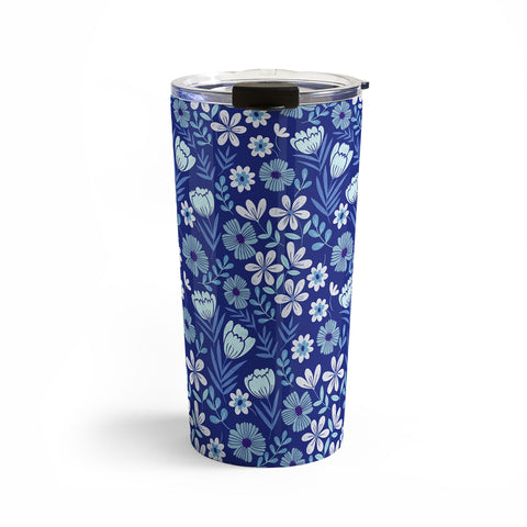 Pimlada Phuapradit Blue and White Floral 2471 Travel Mug