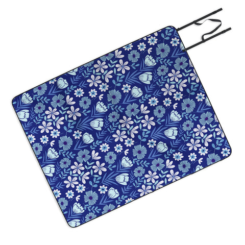 Pimlada Phuapradit Blue and White Floral 2471 Picnic Blanket