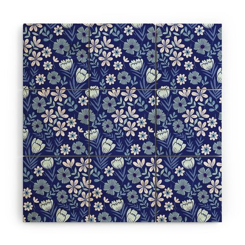 Pimlada Phuapradit Blue and White Floral 2471 Wood Wall Mural