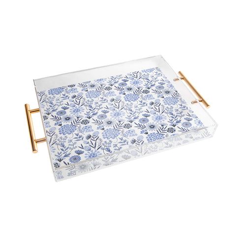 Pimlada Phuapradit Blue and white floral 3 Acrylic Tray