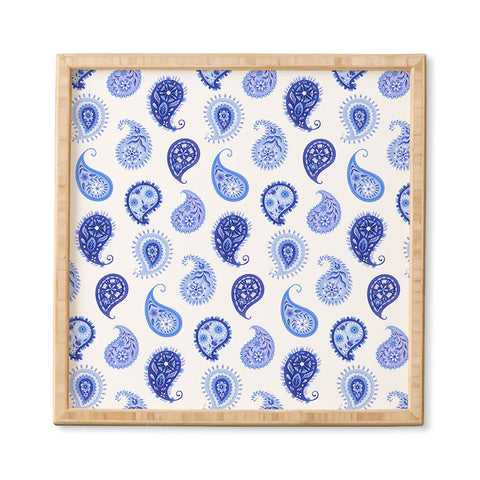 Pimlada Phuapradit Blue and White Paisley Framed Wall Art