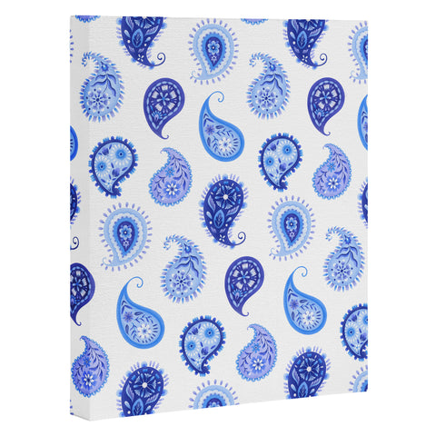 Pimlada Phuapradit Blue and White Paisley Art Canvas