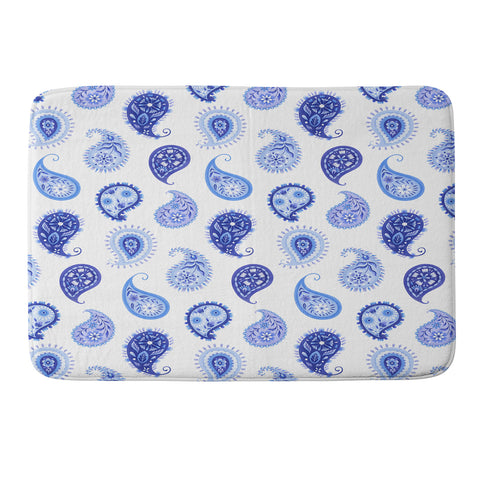 Pimlada Phuapradit Blue and White Paisley Memory Foam Bath Mat
