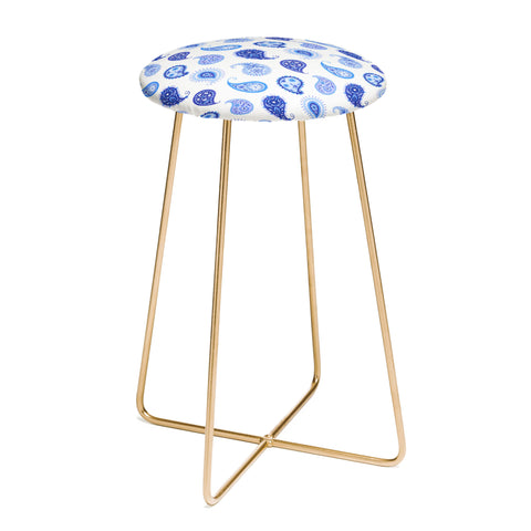 Pimlada Phuapradit Blue and White Paisley Counter Stool