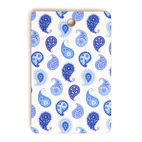 Pimlada Phuapradit Blue and White Paisley Cutting Board Rectangle
