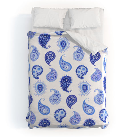 Pimlada Phuapradit Blue and White Paisley Duvet Cover