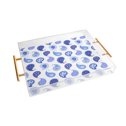 Pimlada Phuapradit Blue and White Paisley Acrylic Tray