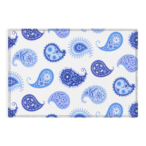 Pimlada Phuapradit Blue and White Paisley Outdoor Rug