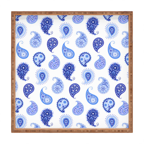 Pimlada Phuapradit Blue and White Paisley Square Tray