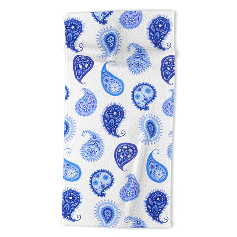 Pimlada Phuapradit Blue and White Paisley Beach Towel