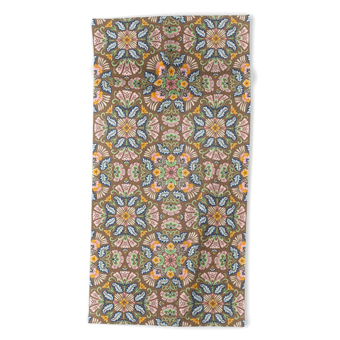 Pimlada Phuapradit Bohemian Bloom Brown Beach Towel