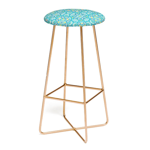 Pimlada Phuapradit Bohemian bloom teal Bar Stool