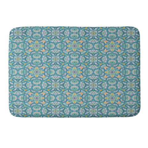Pimlada Phuapradit Bohemian bloom teal Memory Foam Bath Mat