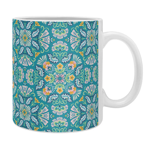Pimlada Phuapradit Bohemian bloom teal Coffee Mug