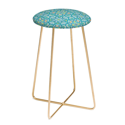 Pimlada Phuapradit Bohemian bloom teal Counter Stool