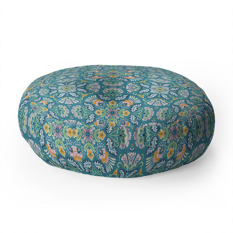 Pimlada Phuapradit Bohemian bloom teal Floor Pillow Round