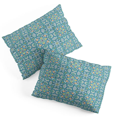 Pimlada Phuapradit Bohemian bloom teal Pillow Shams