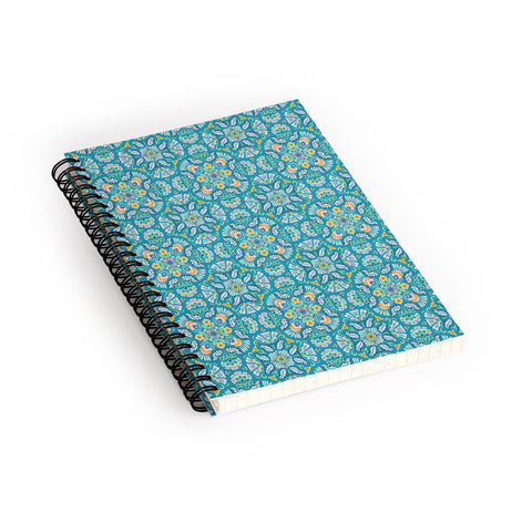 Pimlada Phuapradit Bohemian bloom teal Spiral Notebook