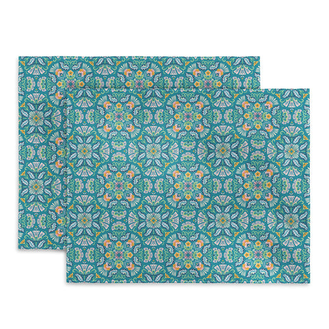 Pimlada Phuapradit Bohemian bloom teal Placemat