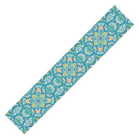Pimlada Phuapradit Bohemian bloom teal Table Runner
