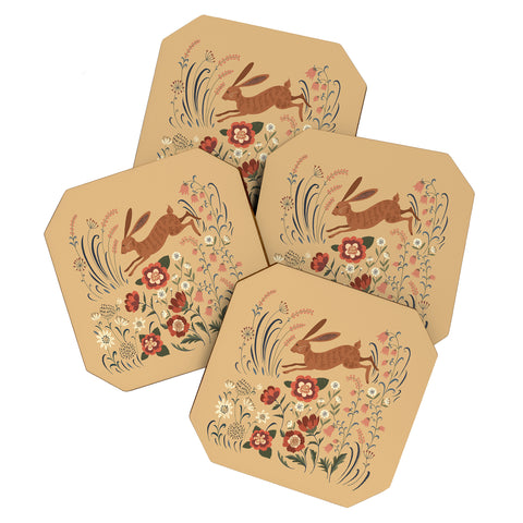 Pimlada Phuapradit brown hare Coaster Set