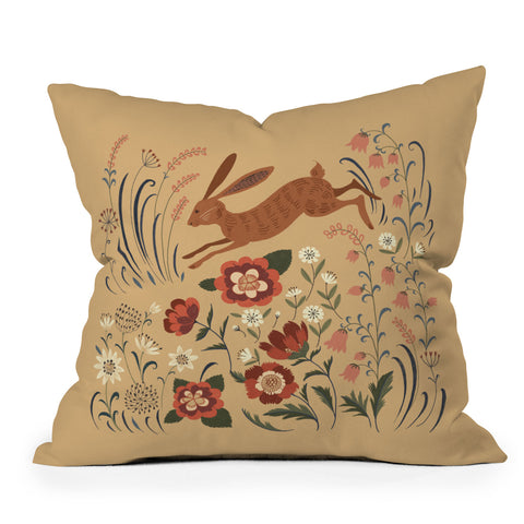 Pimlada Phuapradit brown hare Outdoor Throw Pillow