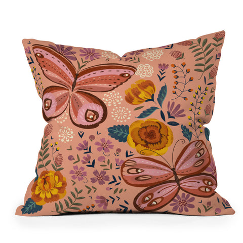 Pimlada Phuapradit Butterfly twins Outdoor Throw Pillow