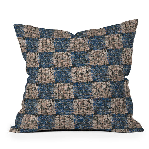 Pimlada Phuapradit Checkerboard blue and pink Outdoor Throw Pillow