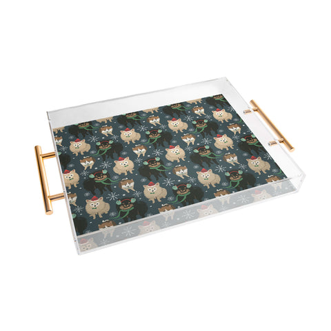 Pimlada Phuapradit Christmas Canine Pomeranian Acrylic Tray