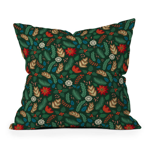 Pimlada Phuapradit Christmas foliage Outdoor Throw Pillow