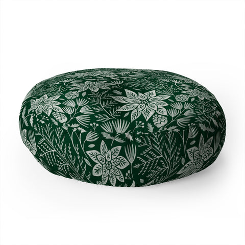 Pimlada Phuapradit Christmas Poinsettia Floor Pillow Round