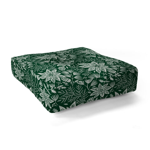 Pimlada Phuapradit Christmas Poinsettia Floor Pillow Square