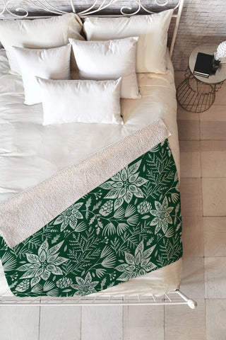 Pimlada Phuapradit Christmas Poinsettia Fleece Throw Blanket