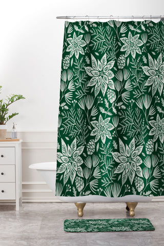 Pimlada Phuapradit Christmas Poinsettia Shower Curtain And Mat
