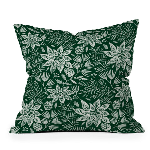 Pimlada Phuapradit Christmas Poinsettia Outdoor Throw Pillow
