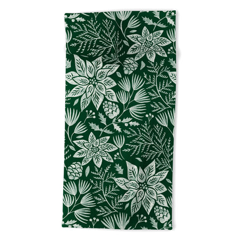 Pimlada Phuapradit Christmas Poinsettia Beach Towel