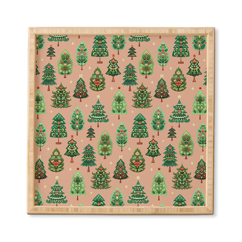 Pimlada Phuapradit Christmas Trees Fawn Framed Wall Art