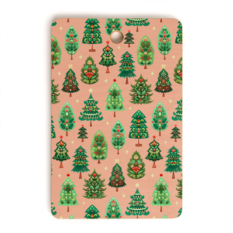 Pimlada Phuapradit Christmas Trees Fawn Cutting Board Rectangle
