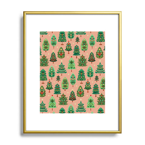Pimlada Phuapradit Christmas Trees Fawn Metal Framed Art Print